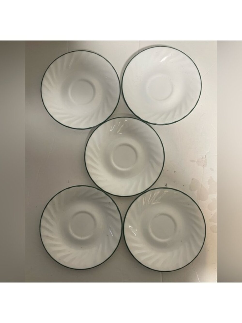 Corelle by Corning “Green Band” Saucer Plates – Set of 5, Made in USA